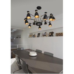 Colgante Retro 12 luces negro y cobre Faro